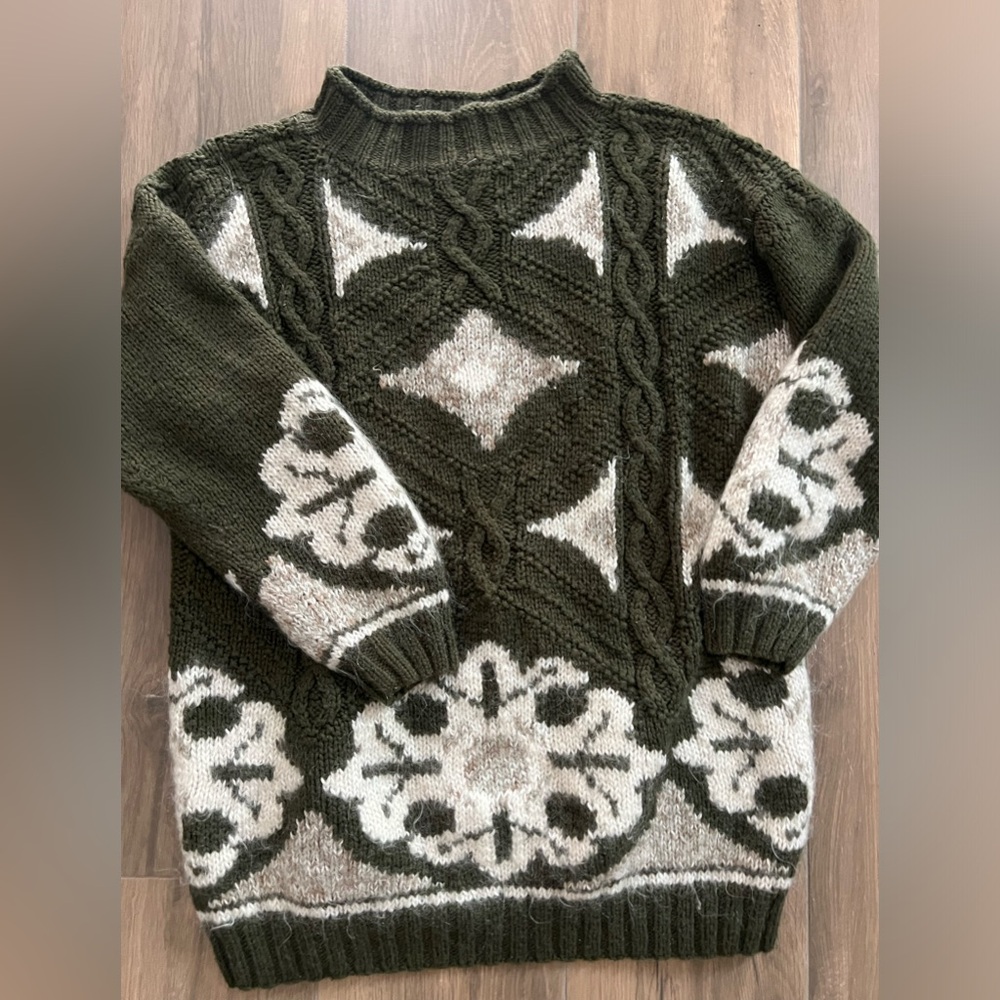 Forenza Vintage 80s Multicolor Sweater Green White Small